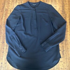 Hilary Radley Women’s Half Zip Blouse With Adjustable Button Sleeves